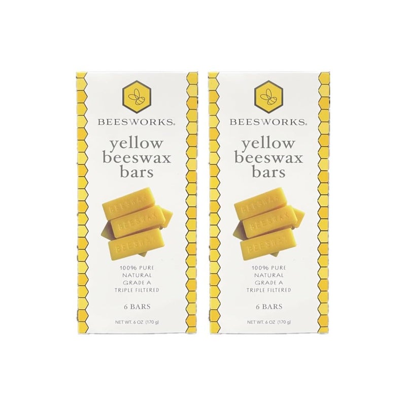 BEESWORKS Yellow Beeswax Bars (12 oz) | 100% Pure, Cosmetic Grade, Triple-Filtered Beeswax for DIY Skin Care, Lip Balm, Lotion and Candle Making (1 oz Bars - 2 Packages of 6) - Image 1